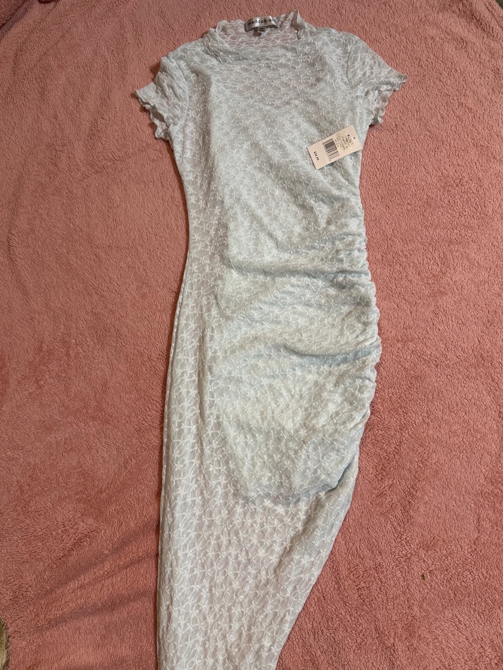 Madden Girl Light Green Lace Ruched Dress